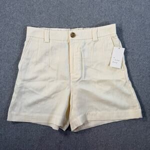 A New Day High Rise Shorts Women's 6 Beige Pleated Front Pockets Summer New